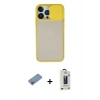 MARSİLYAN™- iPhone 13 Pro Max Kılıf Vadi Çizgi - Siyah Bilvis Hayalet Cam Ekran Koruyucu + Shine Kamera Lens Koruma Cam - PE