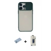 MARSİLYAN™- iPhone 13 Pro Max Kılıf Vadi Çizgi - Siyah Bilvis Hayalet Cam Ekran Koruyucu + Shine Kamera Lens Koruma Cam - MI