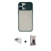 MARSİLYAN™- iPhone 13 Pro Max Kılıf Vadi Çizgi - Siyah Bilvis Hayalet Cam Ekran Koruyucu + Pers Alüminyum Kamera Lens - SABE