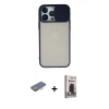 MARSİLYAN™- iPhone 13 Pro Max Kılıf Vadi Çizgi - Siyah Bilvis Hayalet Cam Ekran Koruyucu + Renkli Kamera Lens Koruma Cam - TU