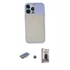 MARSİLYAN™- iPhone 13 Pro Max Kılıf Vadi Çizgi - Siyah Bilvis Hayalet Cam Ekran Koruyucu + Renkli Kamera Lens Koruma Cam - TU