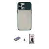 MARSİLYAN™- iPhone 13 Pro Max Kılıf Vadi Çizgi - Siyah Bilvis Hayalet Cam Ekran Koruyucu + Renkli Kamera Lens Koruma Cam - TU