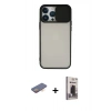 MARSİLYAN™- iPhone 13 Pro Max Kılıf Vadi Çizgi - Siyah Bilvis Hayalet Cam Ekran Koruyucu + Renkli Kamera Lens Koruma Cam - TU