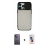 MARSİLYAN™- iPhone 13 Pro Max Kılıf Vadi Çizgi - Siyah Joko 5D Cam + Neon Fosforlu Kamera Lens - BZ