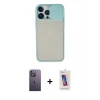 MARSİLYAN™- iPhone 13 Pro Max Kılıf Vadi Çizgi - Siyah Joko 5D Cam + Neon Fosforlu Kamera Lens - BZ