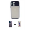 MARSİLYAN™- iPhone 13 Pro Max Kılıf Vadi Çizgi - Siyah Joko 5D Cam + Neon Fosforlu Kamera Lens - MI