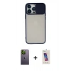 MARSİLYAN™- iPhone 13 Pro Max Kılıf Vadi Çizgi - Siyah Joko 5D Cam + Yeşil Neon Fosforlu Kamera Lens