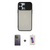 MARSİLYAN™- iPhone 13 Pro Max Kılıf Vadi Çizgi - Siyah Joko 5D Cam + Yeşil Neon Fosforlu Kamera Lens
