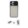 MARSİLYAN™- iPhone 13 Pro Max Kılıf Vadi Çizgi - Siyah Joko 5D Cam + Renkli Kamera Lens Koruma Cam - YL