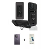 MARSİLYAN™- iPhone 13 Pro Max Kılıf Vadi Form Prime - Şeffaf Pasifik Cam Ekran Koruyucu + Neon Fosforlu Kamera Lens - BZ