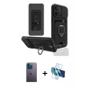MARSİLYAN™- iPhone 13 Pro Max Kılıf Vadi Form Prime - Siyah 3D Antistatik Cam Ekran Koruyucu + Neon Fosforlu Kamera Lens - MI