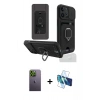 MARSİLYAN™- iPhone 13 Pro Max Kılıf Vadi Form Prime - Siyah 3D Antistatik Cam Ekran Koruyucu + Neon Fosforlu Kamera Lens - YL