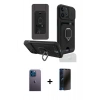 MARSİLYAN™- iPhone 13 Pro Max Kılıf Vadi Form Prime - Siyah 3D Antistatik Hayalet Cam Ekran Koruyucu + Neon Fosforlu Kamera Lens - MI