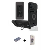 MARSİLYAN™- iPhone 13 Pro Max Kılıf Vadi Form Prime - Siyah Bilvis 3D Cam Ekran Koruyucu + Mavi Renkli Kamera Lens Koruma Cam