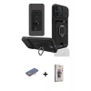 MARSİLYAN™- iPhone 13 Pro Max Kılıf Vadi Form Prime - Siyah Bilvis 3D Cam Ekran Koruyucu + Turuncu Renkli Kamera Lens Koruma Cam