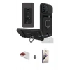 MARSİLYAN™- iPhone 13 Pro Max Kılıf Vadi Form Prime - Siyah Bilvis 3D Mat Cam Ekran Koruyucu + Kırmızı Pers Alüminyum Kamera Lens