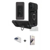 MARSİLYAN™- iPhone 13 Pro Max Kılıf Vadi Form Prime - Siyah Bilvis 3D Mat Cam Ekran Koruyucu + Lacivert Pers Alüminyum Kamera Lens