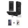 MARSİLYAN™- iPhone 13 Pro Max Kılıf Vadi Form Prime - Siyah Bilvis 3D Mat Cam Ekran Koruyucu + Neon Fosforlu Kamera Lens - MI