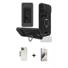 MARSİLYAN™- iPhone 13 Pro Max Kılıf Vadi Form Prime - Siyah Bilvis 3D Mat Cam Ekran Koruyucu + Shine Kamera Lens - GD