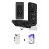 MARSİLYAN™- iPhone 13 Pro Max Kılıf Vadi Form Prime - Siyah Bilvis 5in1 3D Magic Cam Ekran Koruyucu + Shine Kamera Lens - GD
