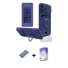 MARSİLYAN™- iPhone 13 Pro Max Kılıf Vadi Form Prime - Siyah Bilvis 5in1 3D Magic Cam Ekran Koruyucu + Mor Metal Kamera Lens Koruma Cam
