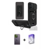 MARSİLYAN™- iPhone 13 Pro Max Kılıf Vadi Form Prime - Siyah Bilvis 5in1 3D Magic Cam Ekran Koruyucu + Neon Fosforlu Kamera Lens - YL