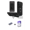MARSİLYAN™- iPhone 13 Pro Max Kılıf Vadi Form Prime - Siyah Bilvis 5in1 3D Magic Cam Ekran Koruyucu + Renkli Kamera Lens Koruma Cam - MI