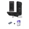 MARSİLYAN™- iPhone 13 Pro Max Kılıf Vadi Form Prime - Siyah Bilvis 5in1 3D Magic Cam Ekran Koruyucu + Renkli Kamera Lens Koruma Cam - YL