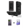 MARSİLYAN™- iPhone 13 Pro Max Kılıf Vadi Form Prime - Siyah Bilvis 5in1 5D Magic Hayalet Cam Ekran Koruyucu + Yeşil Neon Fosforlu Kamera Lens