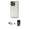 MARSİLYAN™- iPhone 13 Pro Max Kılıf Vadi Minimal - Şeffaf 360 Full Body Arka Koruyucu + Beyaz Rainbow Kamera Lens Koruma Cam