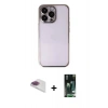 MARSİLYAN™- iPhone 13 Pro Max Kılıf Vadi Minimal - Şeffaf 360 Full Body Arka Koruyucu + Pers Alüminyum Kamera Lens - GI