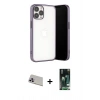 MARSİLYAN™- iPhone 13 Pro Max Kılıf Vadi Minimal - Şeffaf 360 Full Body Arka Koruyucu + Rainbow Kamera Lens Koruma Cam - MR