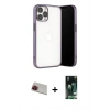 MARSİLYAN™- iPhone 13 Pro Max Kılıf Vadi Minimal - Şeffaf 360 Full Body Arka Koruyucu + Rainbow Kamera Lens Koruma Cam - KI