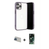 MARSİLYAN™- iPhone 13 Pro Max Kılıf Vadi Minimal - Şeffaf 360 Full Body Arka Koruyucu + Rainbow Kamera Lens Koruma Cam - MI