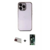 MARSİLYAN™- iPhone 13 Pro Max Kılıf Vadi Minimal - Şeffaf 360 Full Body Arka Koruyucu + Rainbow Kamera Lens Koruma Cam - KI