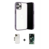 MARSİLYAN™- iPhone 13 Pro Max Kılıf Vadi Minimal - Şeffaf 360 Full Body Arka Koruyucu + Shine Kamera Lens - GD