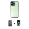 MARSİLYAN™- iPhone 13 Pro Max Kılıf Vadi Minimal - Şeffaf 360 Full Body Arka Koruyucu + Neon Fosforlu Kamera Lens - YL