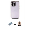 MARSİLYAN™- iPhone 13 Pro Max Kılıf Vadi Minimal - Şeffaf Maxco Cam Ekran Koruyucu + Gökkuşağı Shine Kamera Lens Koruma Cam