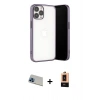 MARSİLYAN™- iPhone 13 Pro Max Kılıf Vadi Minimal - Şeffaf Maxco Cam Ekran Koruyucu + Rainbow Kamera Lens Koruma Cam - MI