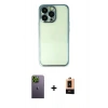 MARSİLYAN™- iPhone 13 Pro Max Kılıf Vadi Minimal - Şeffaf Maxco Cam Ekran Koruyucu + Neon Fosforlu Kamera Lens - YL