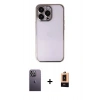 MARSİLYAN™- iPhone 13 Pro Max Kılıf Vadi Minimal - Şeffaf Maxco Cam Ekran Koruyucu + Neon Fosforlu Kamera Lens - BZ