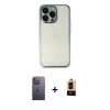 MARSİLYAN™- iPhone 13 Pro Max Kılıf Vadi Minimal - Şeffaf Maxco Cam Ekran Koruyucu + Neon Fosforlu Kamera Lens - BZ