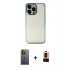 MARSİLYAN™- iPhone 13 Pro Max Kılıf Vadi Minimal - Şeffaf Maxco Cam Ekran Koruyucu + Neon Fosforlu Kamera Lens - YL