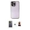 MARSİLYAN™- iPhone 13 Pro Max Kılıf Vadi Minimal - Şeffaf Maxco Cam Ekran Koruyucu + Neon Fosforlu Kamera Lens - YL