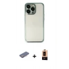 MARSİLYAN™- iPhone 13 Pro Max Kılıf Vadi Minimal - Şeffaf Maxco Cam Ekran Koruyucu + Pembe Renkli Kamera Lens Koruma Cam
