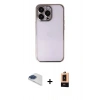 MARSİLYAN™- iPhone 13 Pro Max Kılıf Vadi Minimal - Şeffaf Maxco Cam Ekran Koruyucu + Pers Alüminyum Kamera Lens - LT