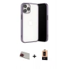 MARSİLYAN™- iPhone 13 Pro Max Kılıf Vadi Minimal - Şeffaf Maxco Cam Ekran Koruyucu + Rainbow Kamera Lens Koruma Cam - KI