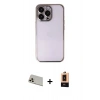 MARSİLYAN™- iPhone 13 Pro Max Kılıf Vadi Minimal - Şeffaf Maxco Cam Ekran Koruyucu + Rainbow Kamera Lens Koruma Cam - REGD