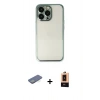 MARSİLYAN™- iPhone 13 Pro Max Kılıf Vadi Minimal - Şeffaf Maxco Cam Ekran Koruyucu + Renkli Kamera Lens Koruma Cam - YL