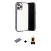MARSİLYAN™- iPhone 13 Pro Max Kılıf Vadi Minimal - Şeffaf Maxco Cam Ekran Koruyucu + Renkli Kamera Lens Koruma Cam - SI